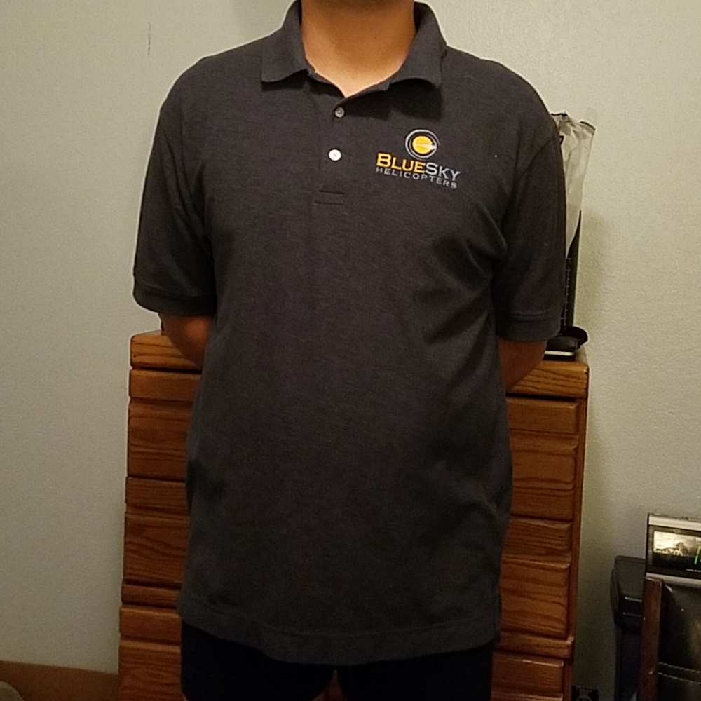Blue Sky Helicopters polo shirt by Devon Jones